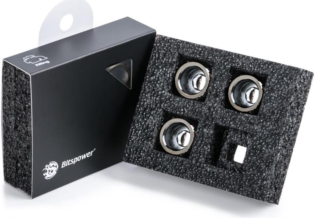Alt view image 4 of 4 - Bitspower G1/4" Advanced Multi-Link Fitting, for 16mm OD Rigid Tubing, Black Sparkle, 4-pack