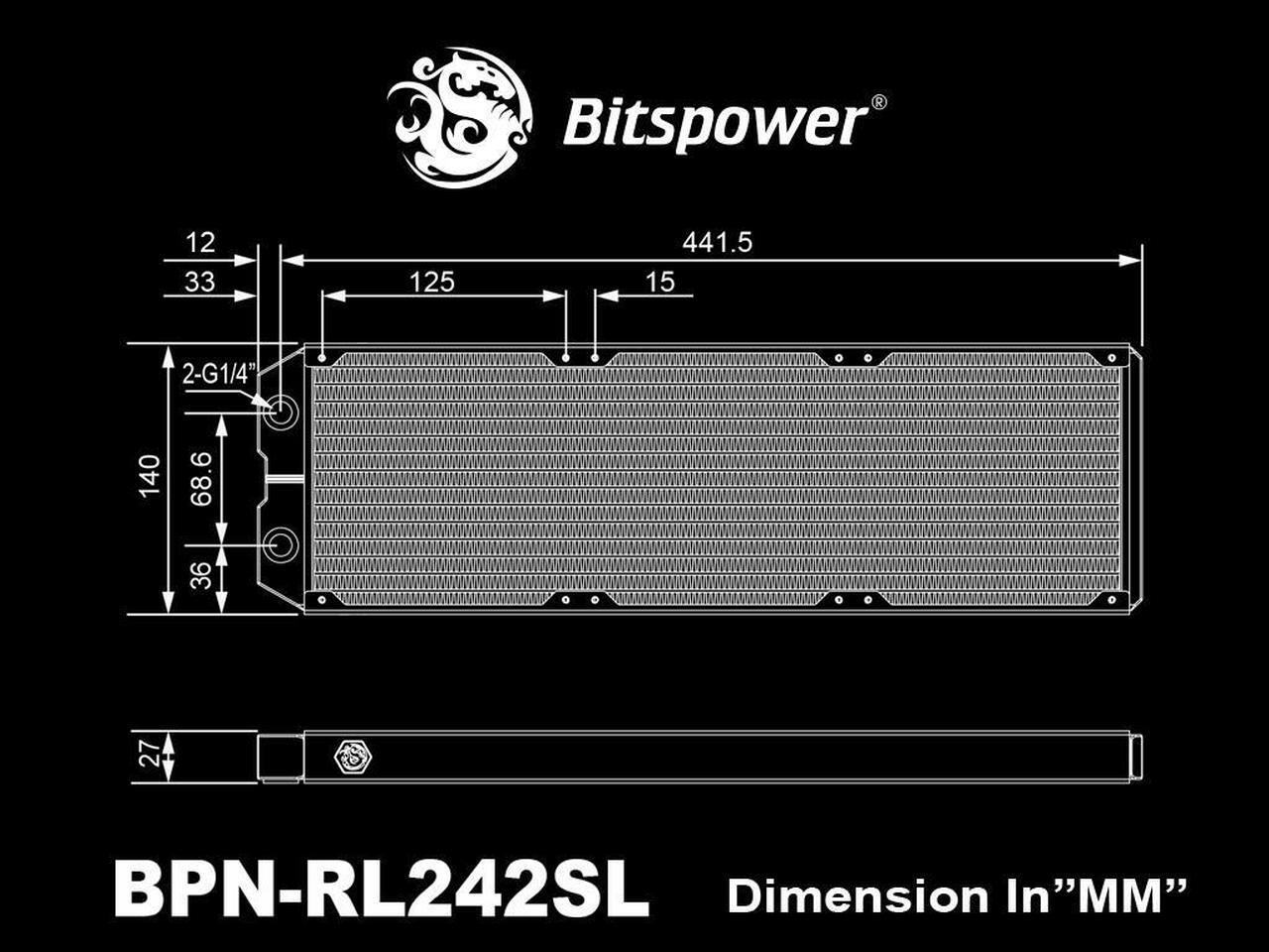 Alt view image 3 of 4 - Bitspower Leviathan II 420 Radiator with Single Wave Fins (Thickness 27mm)