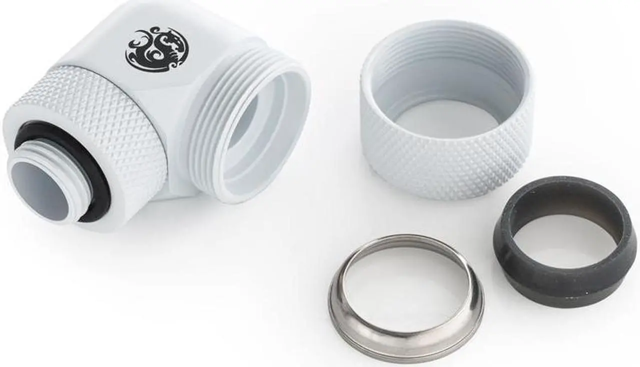 Alt view image 2 of 3 - Bitspower Deluxe White Advanced Rotary G1/4" 90-Degree Multi-Link Adapter For OD 16MM