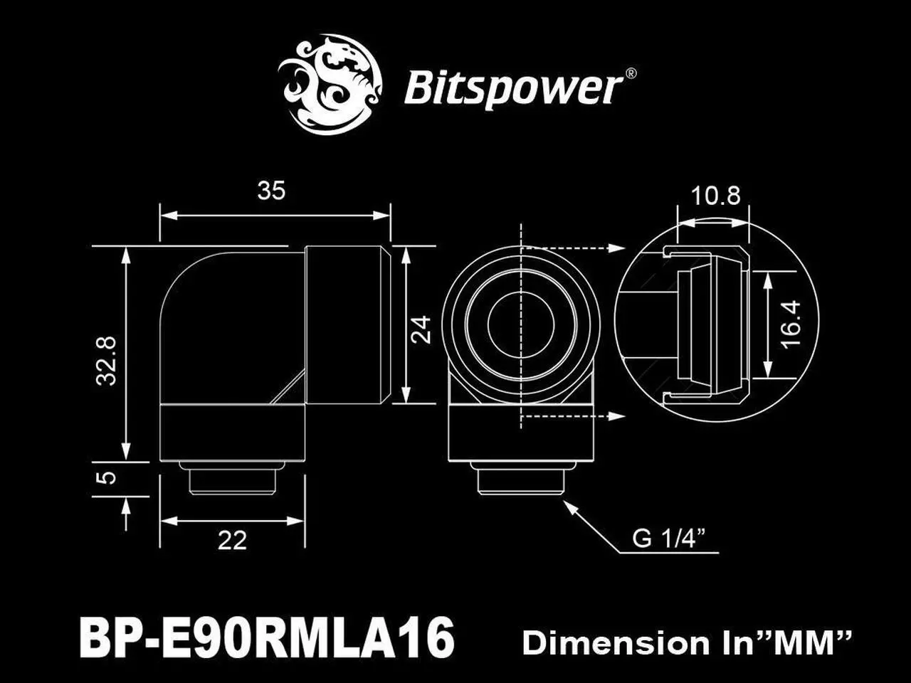 Alt view image 3 of 3 - Bitspower Deluxe White Advanced Rotary G1/4" 90-Degree Multi-Link Adapter For OD 16MM
