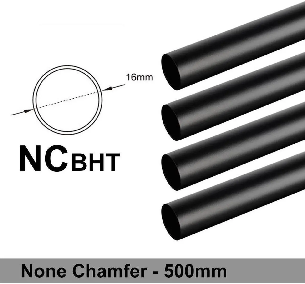 Main image of Bitspower None Chamfer Brass Hard Tubing OD16MM  Carbon Black - Length 500 MM (4 PCS)
