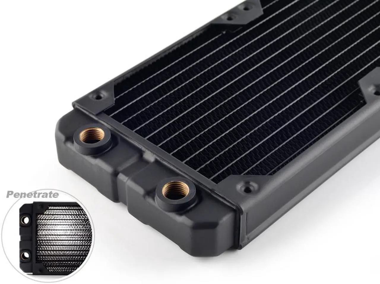 Alt view image 3 of 3 - Bitspower Leviathan SF Radiator with Quad G1/4" Ports, 480mm, Black
