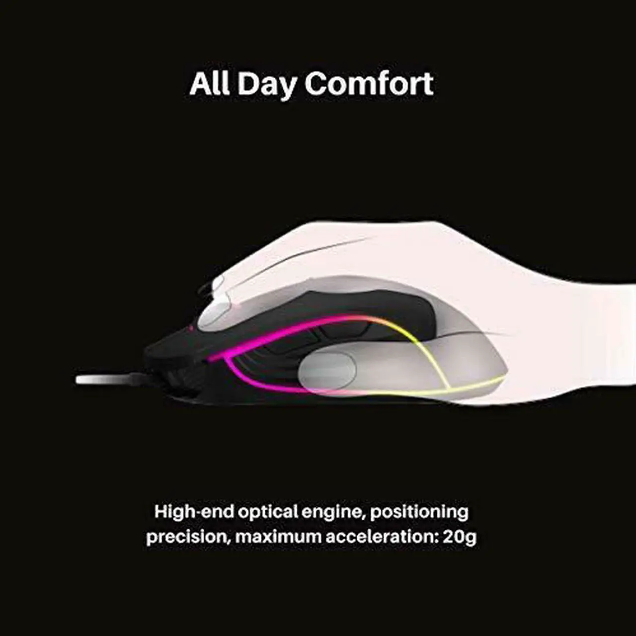 Alt view image 7 of 11 - HP Wired Gaming Mouse LED RGB Backlit Adjustable 6200 DPI 6 Programmable Buttons Ergonomic USB Mice for Gamers