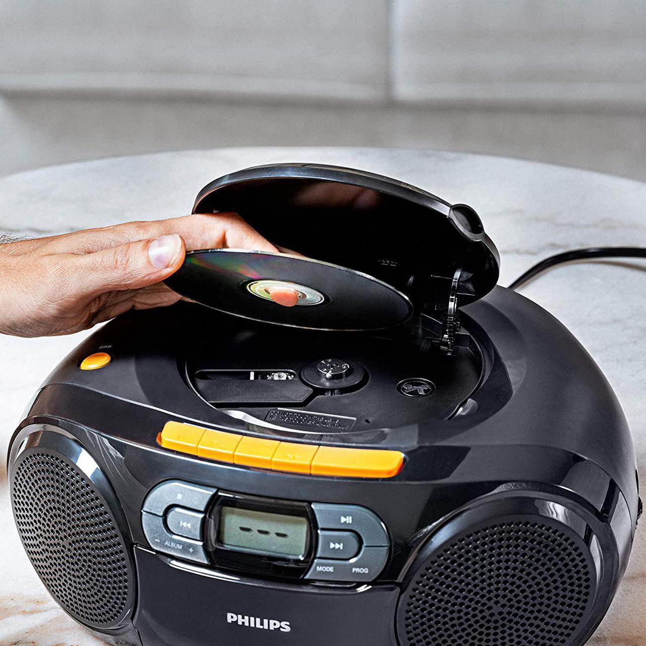 Alt view image 3 of 7 - Philips Stereo CD Cassette Player, Portable Boombox, USB, FM, MP3, Tape, AZ328