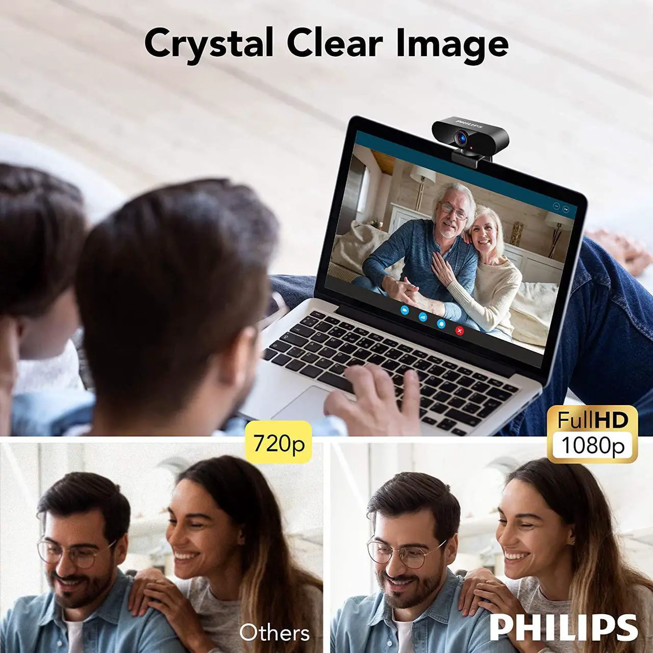 Alt view image 6 of 7 - Philips Webcam with Microphone, Full HD 1080P, USB Computer Camera, Plug and Play, 360° Rotate, for PC Video Conferencing/Calling/Gaming, Laptop/Desktop Mac, Skype/YouTube/Zoom/Facetime