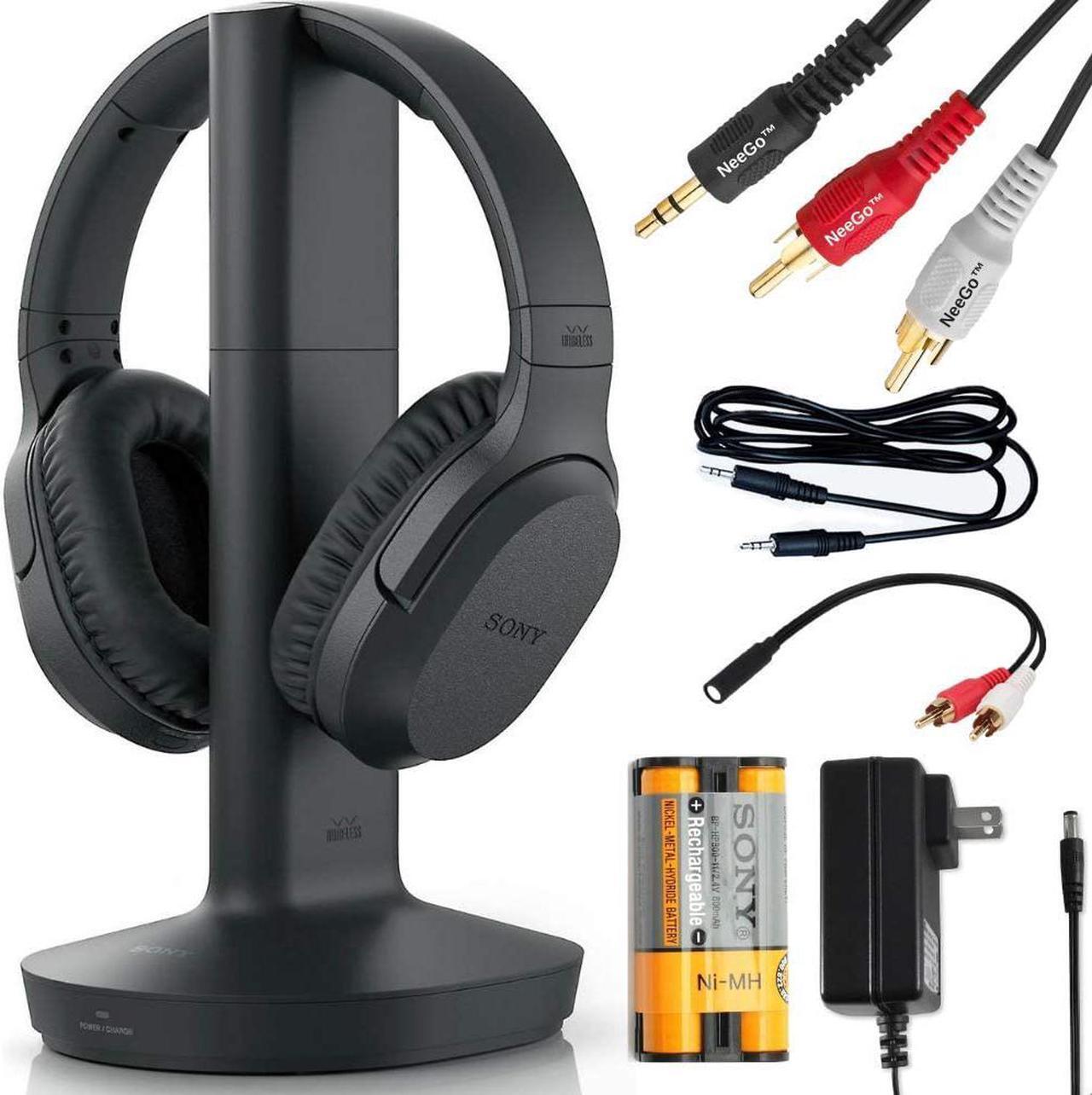 Main image of Sony Wireless Headphones for TV Watching (WHRF400R) with Transmitter Dock (TMRRF400) – 6-ft 3.5mm Stereo + NeeGo RCA Plug Y-Adapter for TV