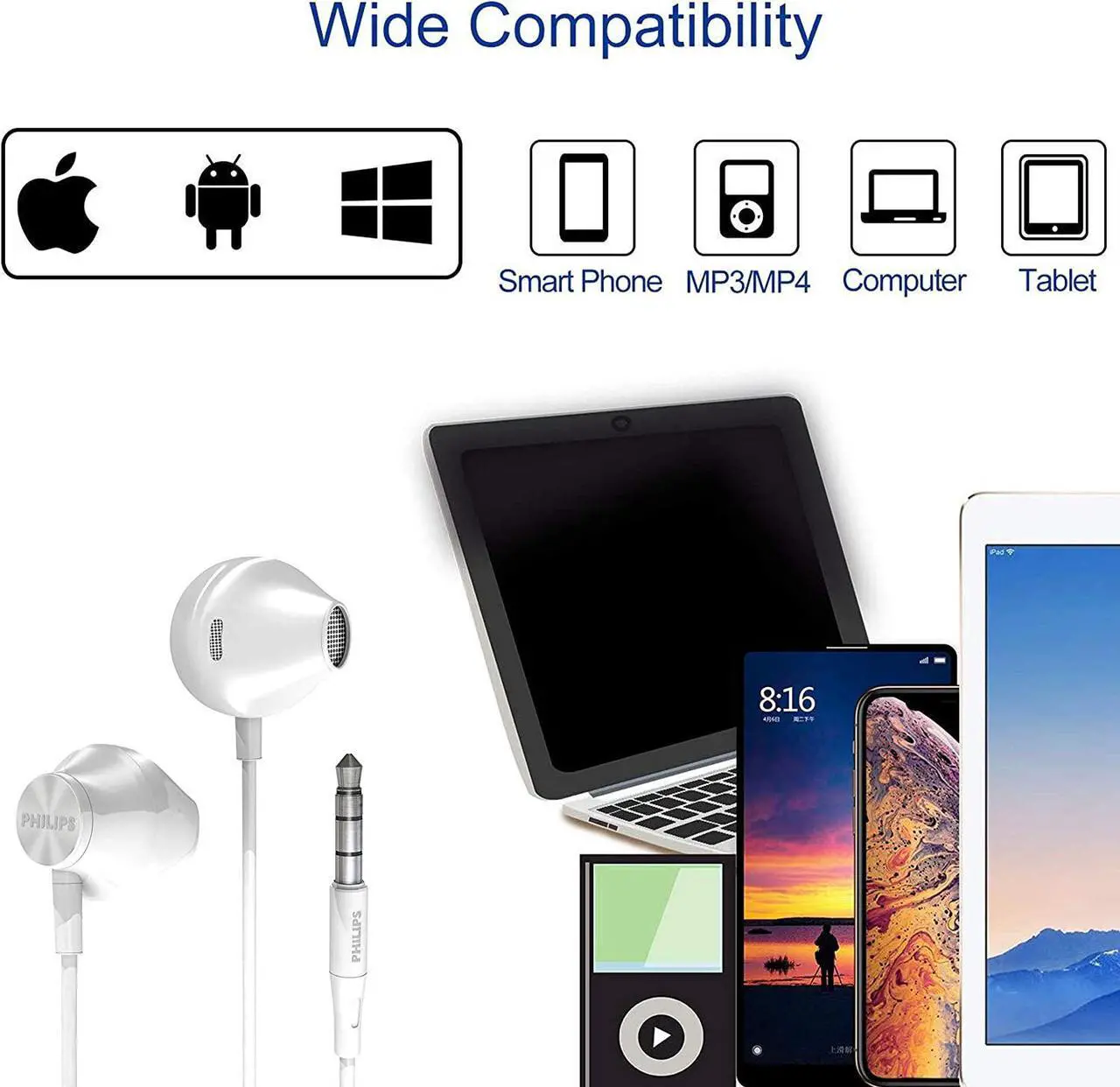 Alt view image 3 of 4 - Philips Wired Earbuds Earphones, in Ear Headphones, Bass Clear Sound, Ergonomic Comfort-Fit