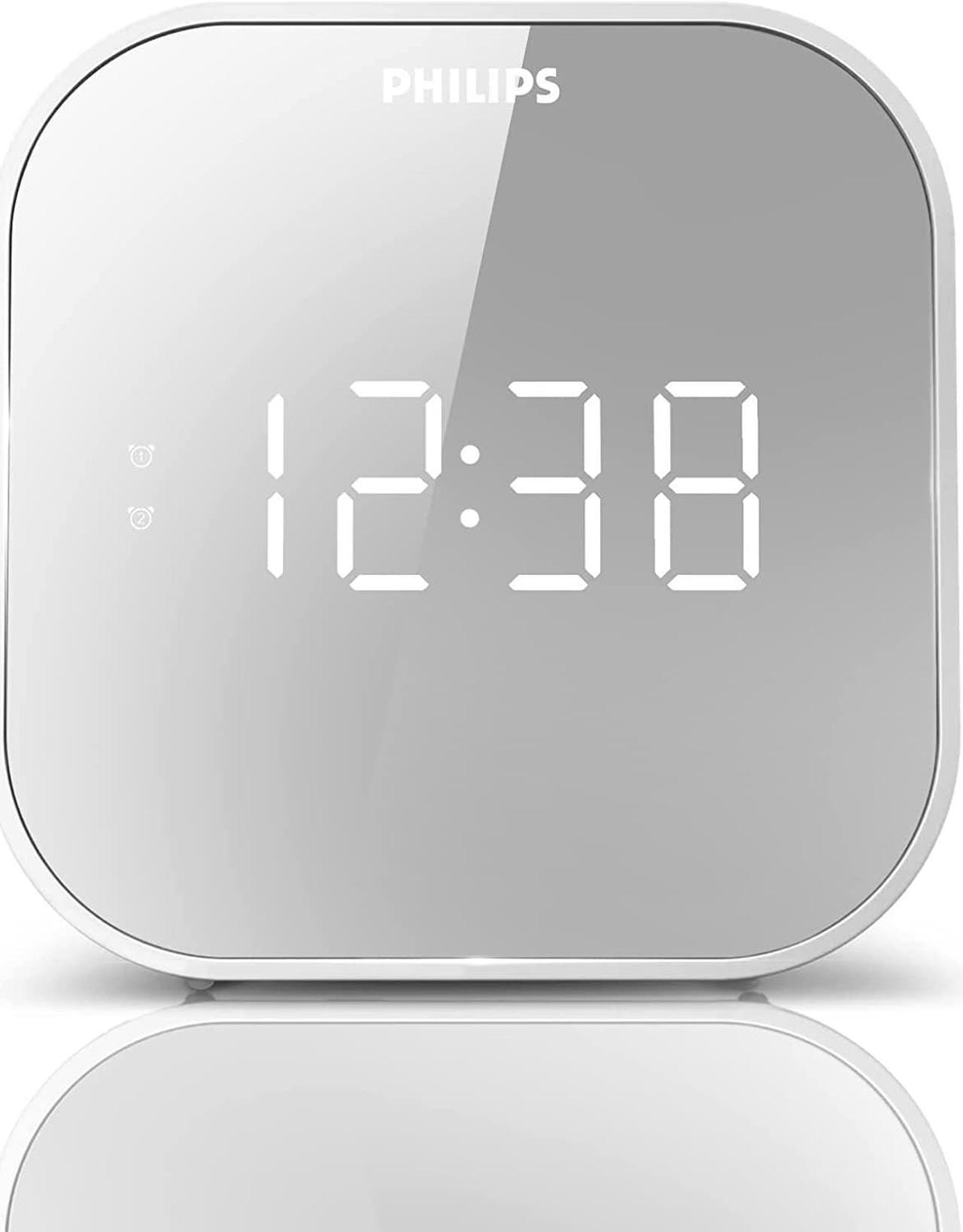 Main image of PHILIPS Alarm Clock Radio with USB Charging Port, FM Radio Alarm Clock with Battery Backup, Clock Radios for Bedroom, USB Port, Dual Alarm Function, Sleep Timer, Easy Snooze and Mirror-Finish Display