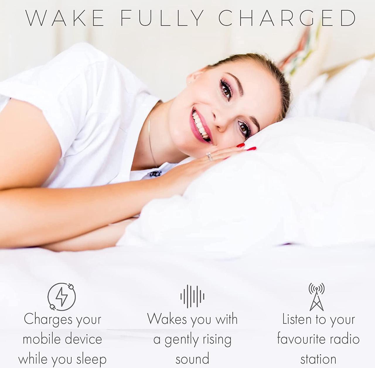 Alt view image 6 of 7 - PHILIPS Alarm Clock Radio with USB Charging Port, FM Radio Alarm Clock with Battery Backup, Clock Radios for Bedroom, USB Port, Dual Alarm Function, Sleep Timer, Easy Snooze and Mirror-Finish Display