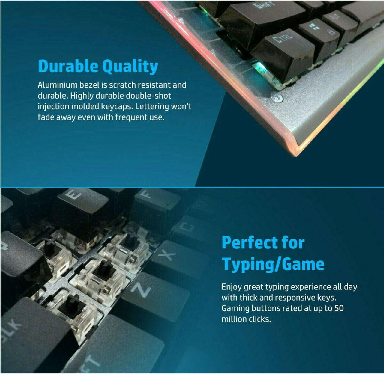 Alt view image 3 of 7 - HP GK520 Wired Mechanical Gaming Keyboard, Backlit