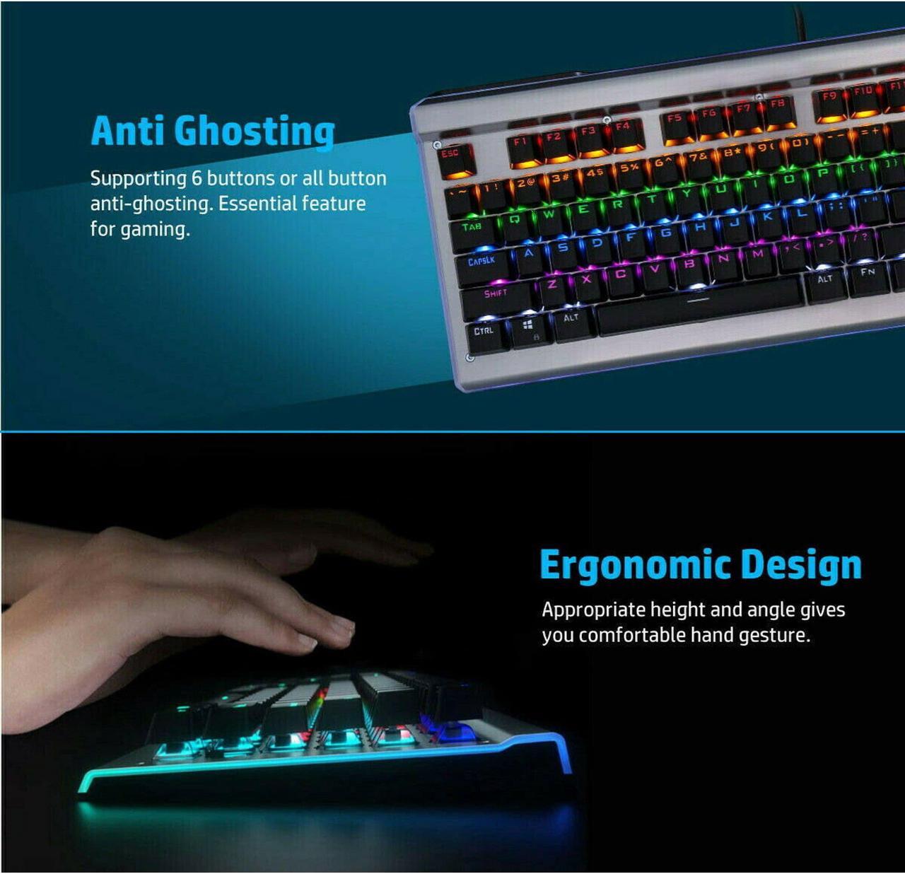 Alt view image 2 of 7 - HP GK520 Wired Mechanical Gaming Keyboard, Backlit