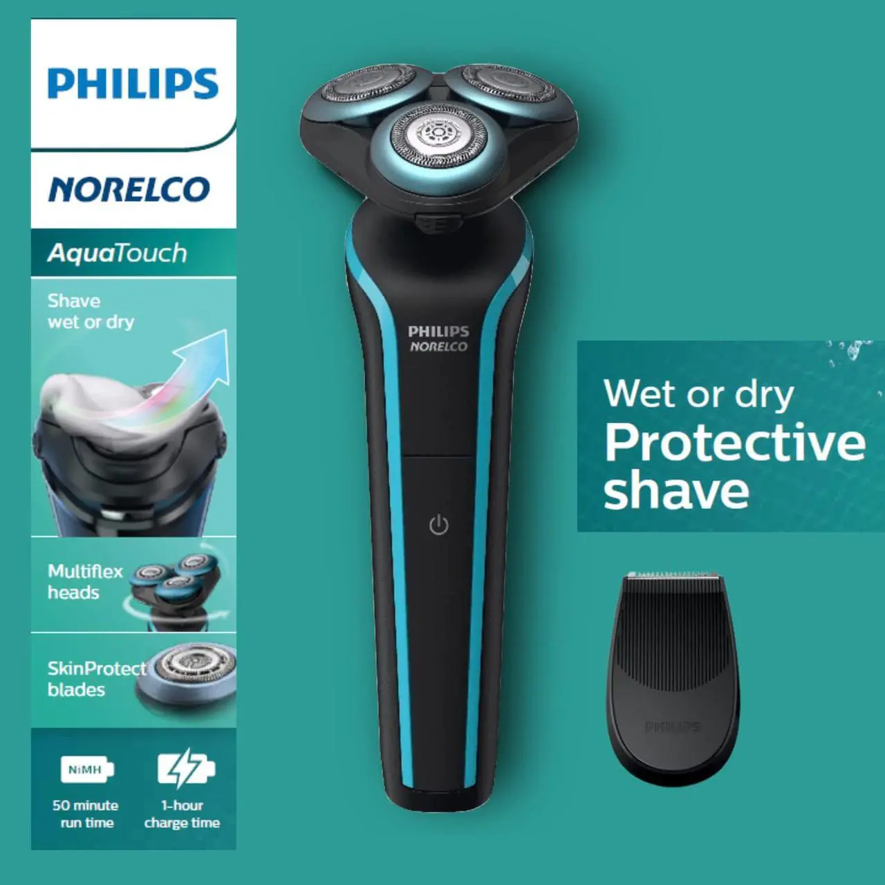 Alt view image 2 of 4 - Philips Norelco Shaver for Men Rechargeable Wet/Dry Mens Electric Shavers Electric Razor for Men- Modern Steel Metallic