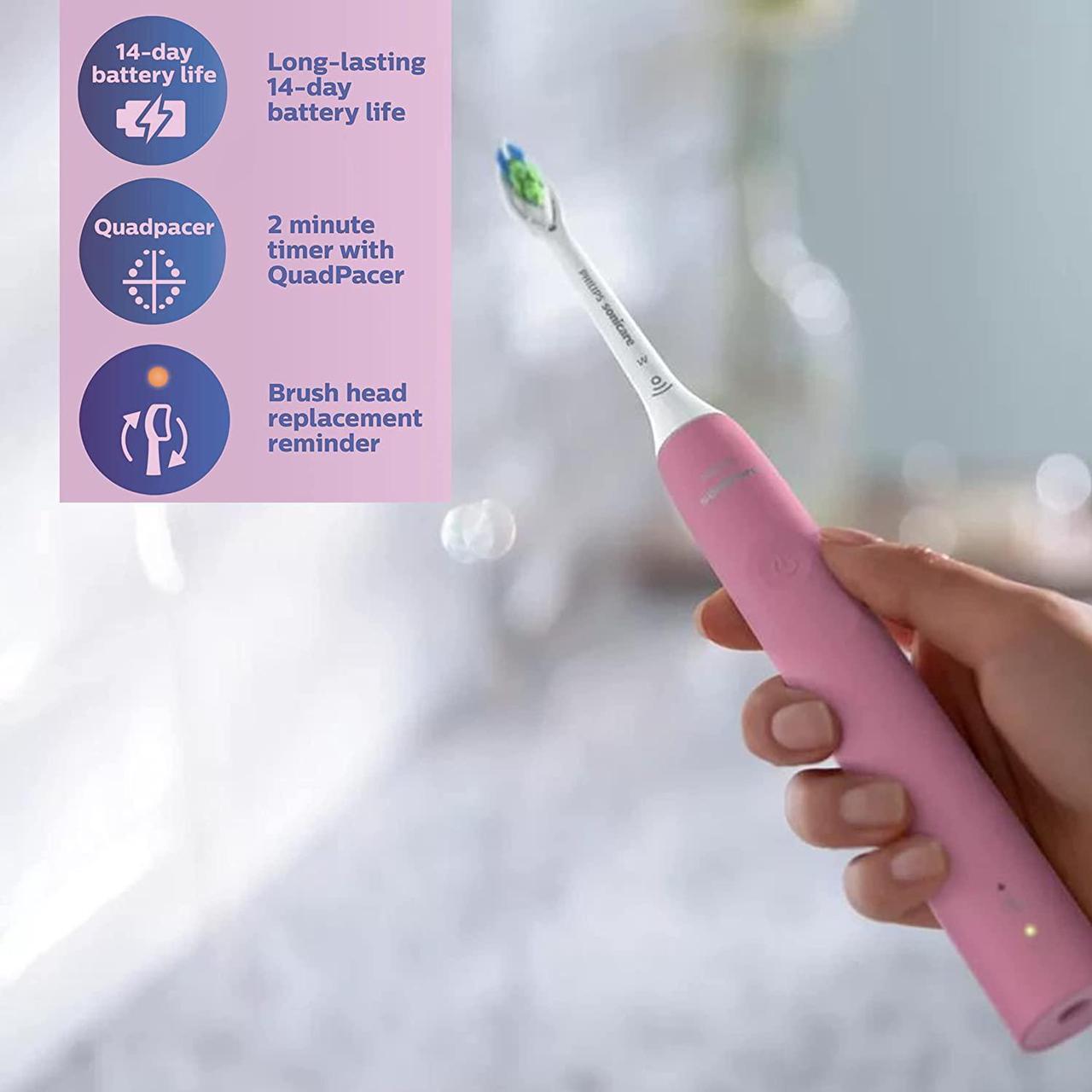 Alt view image 6 of 6 - Philips Sonicare Electric Toothbrush DiamondClean, Rechargeable Electric Tooth Brush with Pressure Sensor, Sonic Electronic Toothbrush, Travel Case, Pink