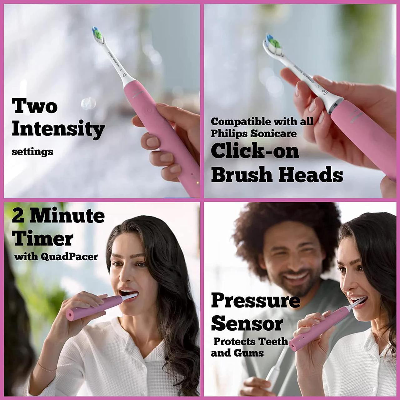 Alt view image 2 of 6 - Philips Sonicare Electric Toothbrush DiamondClean, Rechargeable Electric Tooth Brush with Pressure Sensor, Sonic Electronic Toothbrush, Travel Case, Pink
