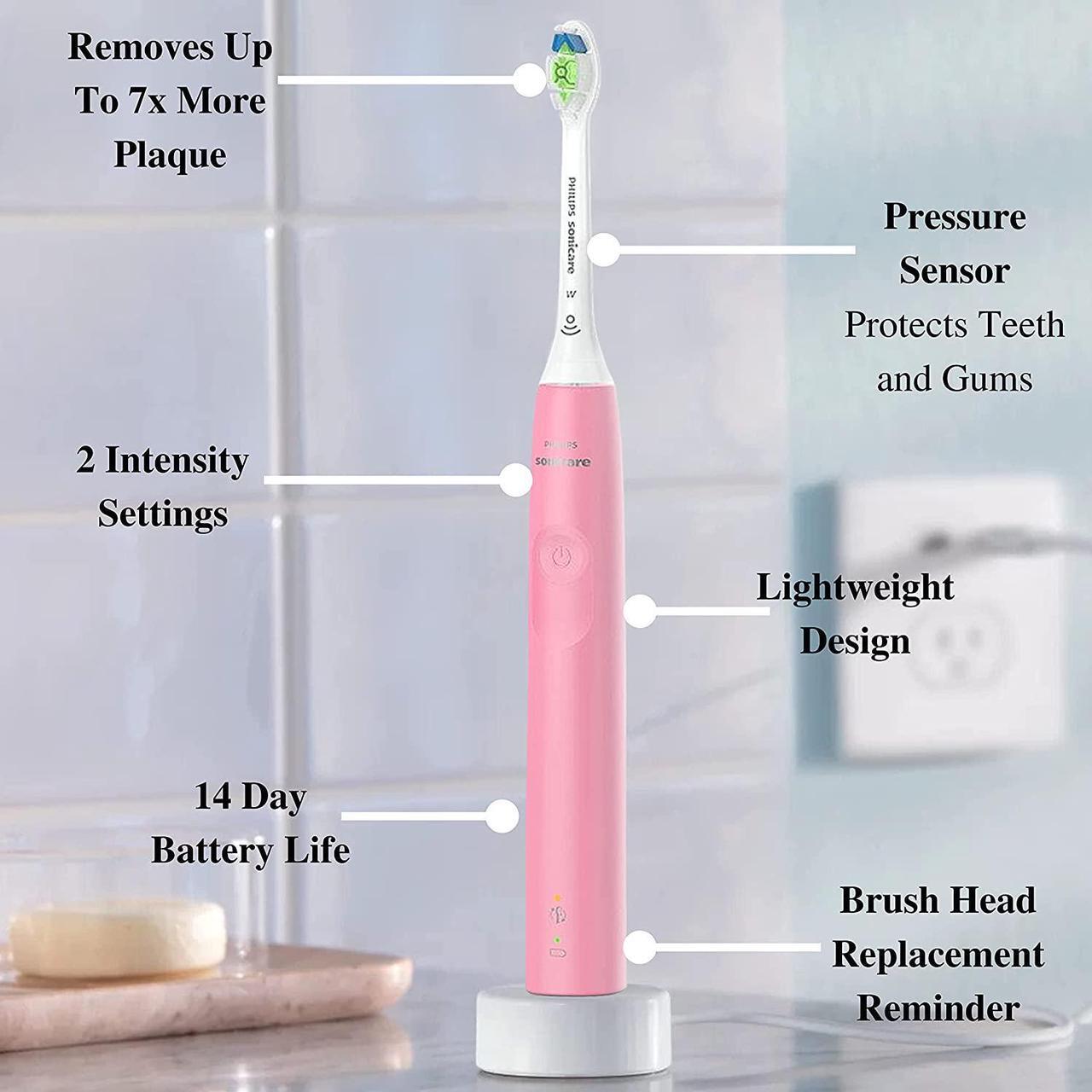 Alt view image 5 of 6 - Philips Sonicare Electric Toothbrush DiamondClean, Rechargeable Electric Tooth Brush with Pressure Sensor, Sonic Electronic Toothbrush, Travel Case, Pink