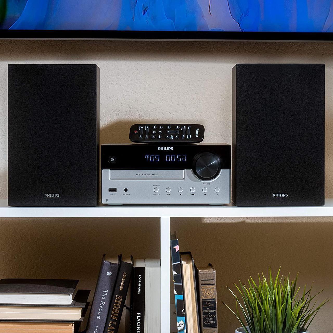 Alt view image 5 of 7 - PHILIPS Bluetooth Stereo System for Home with CD Player, MP3, USB, Audio in, FM Radio, Bass Reflex Speaker, 60W, Remote Control Included G