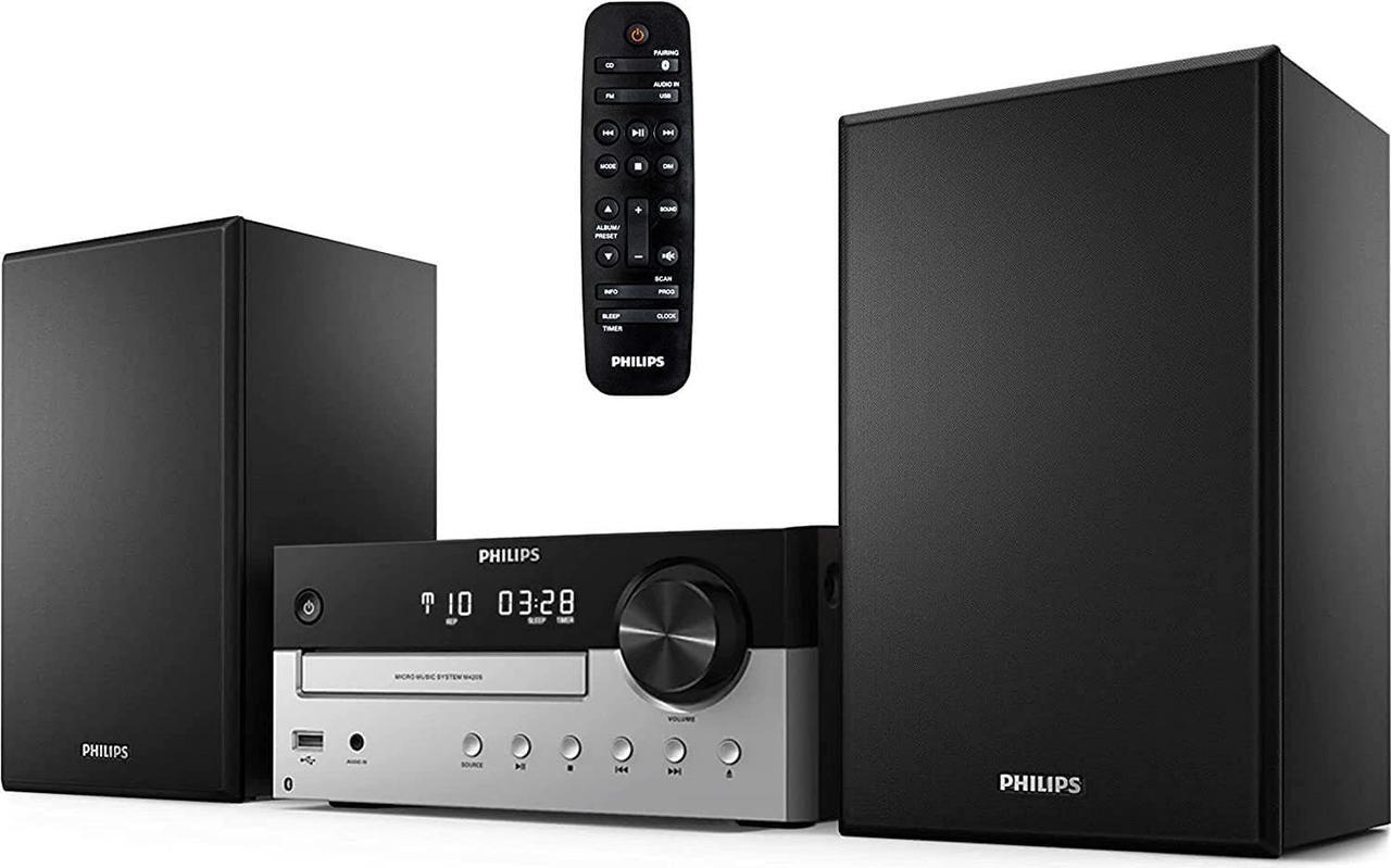 Main image of PHILIPS Bluetooth Stereo System for Home with CD Player, MP3, USB, Audio in, FM Radio, Bass Reflex Speaker, 60W, Remote Control Included G