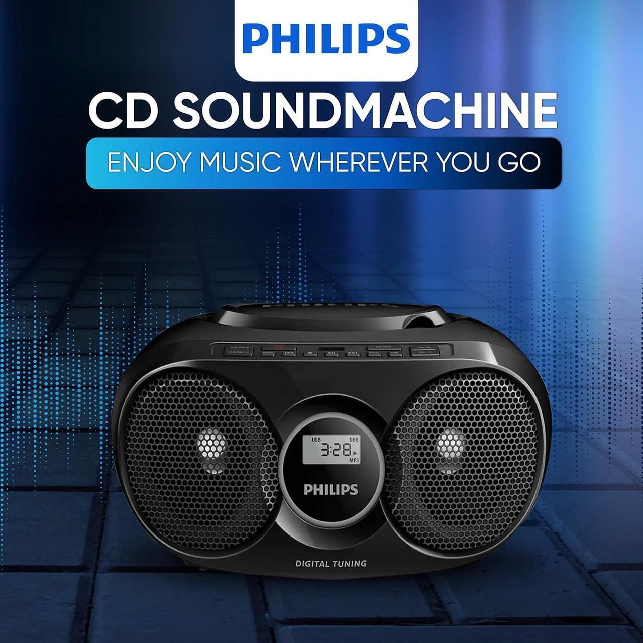 Alt view image 5 of 7 - PHILIPS Portable CD Player Boombox,FM Radio,USB Playback, Stereo Speakers