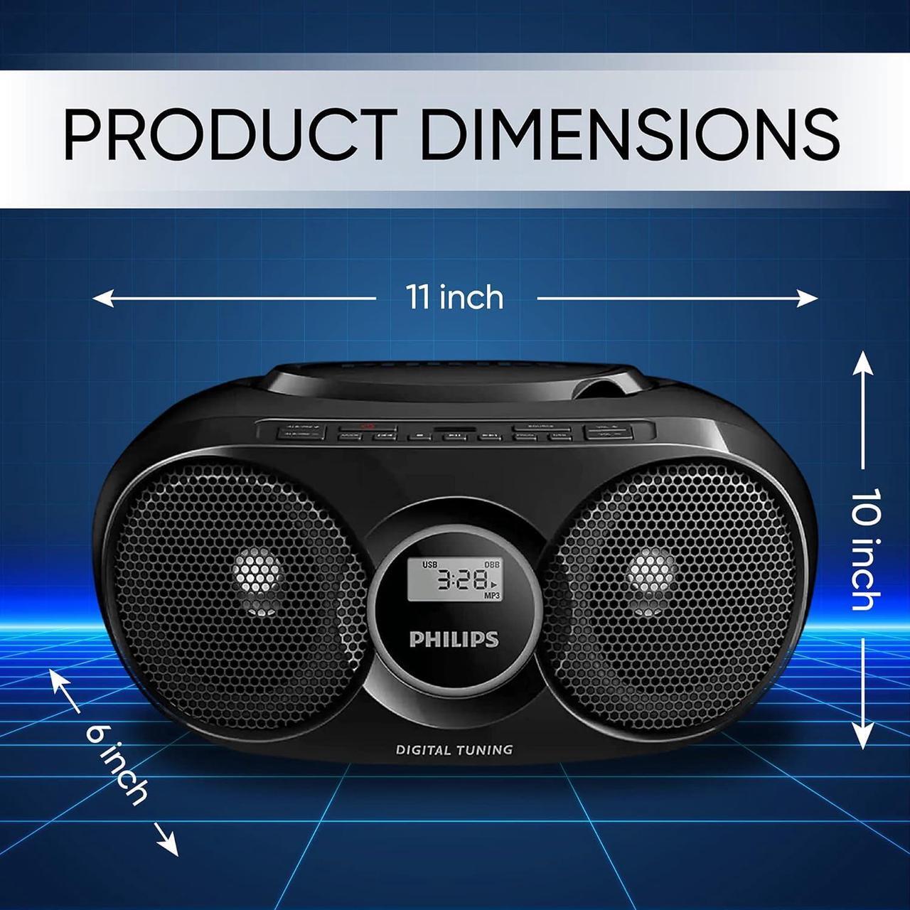 Alt view image 7 of 7 - PHILIPS Portable CD Player Boombox,FM Radio,USB Playback, Stereo Speakers