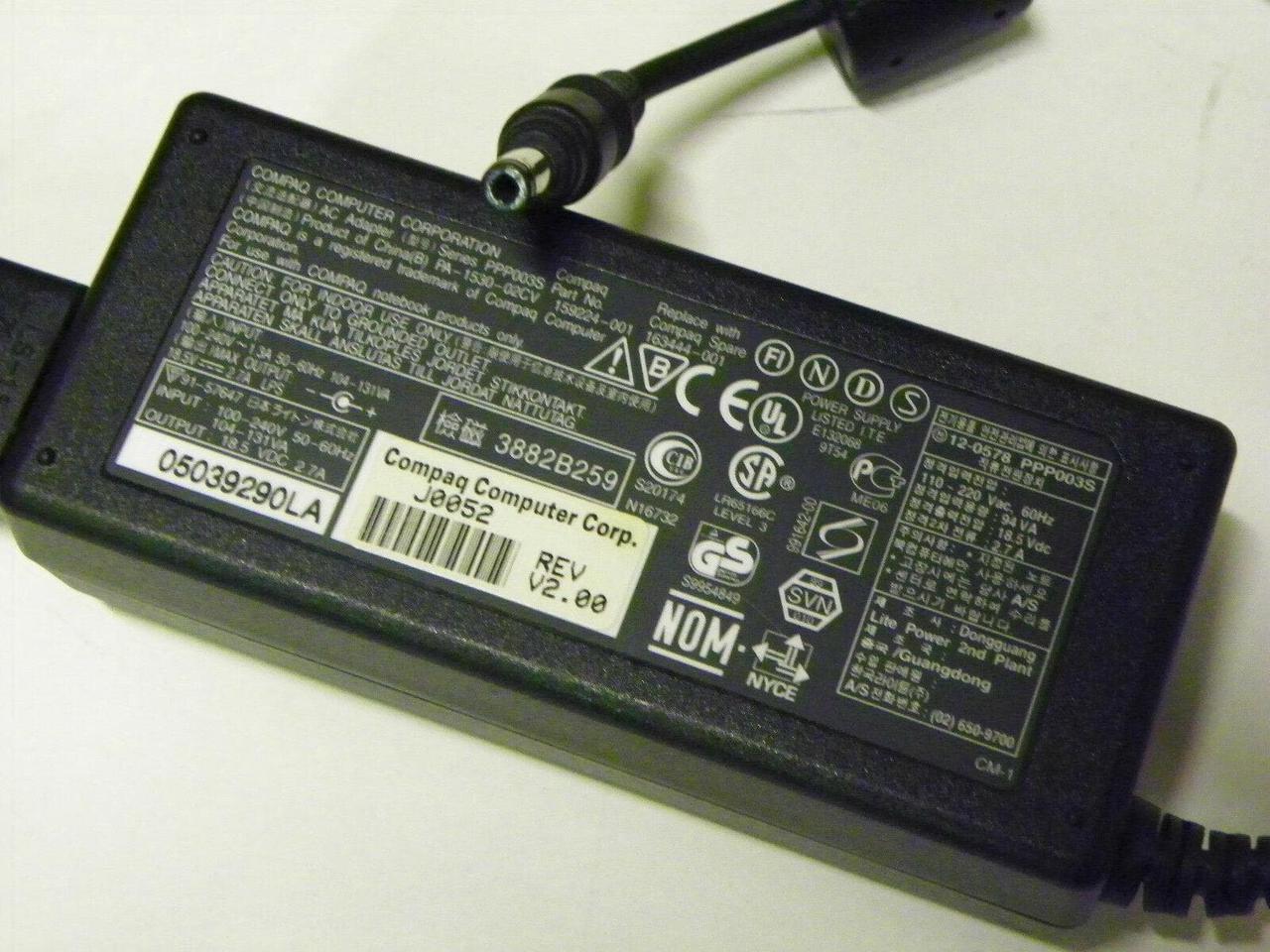 Original COMPAQ 18.5 50W AC Adapter PA-1530-02CV P/N 159224-001 -Exact Part