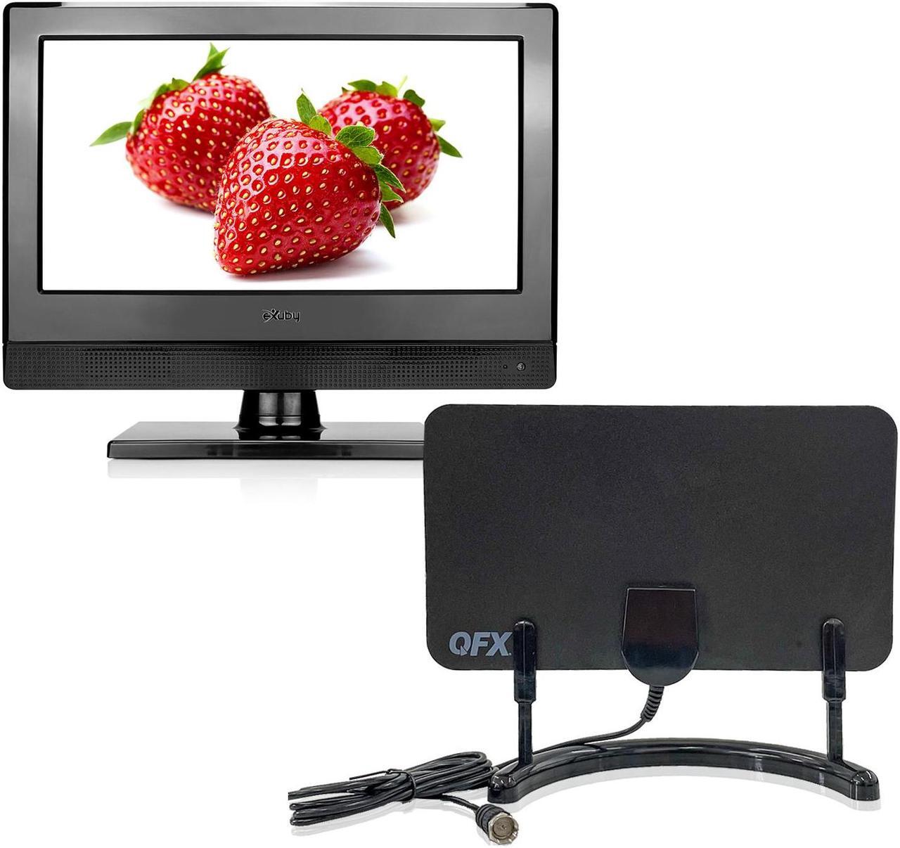 Main image of eXuby Small Flat Screen TV - Perfect For Kitchen, 13.3 inch LED, Watch HDTV Anywhere for RV, Office & More Free HD Local Channels TV - Includes 35mi Range Flat Antenna