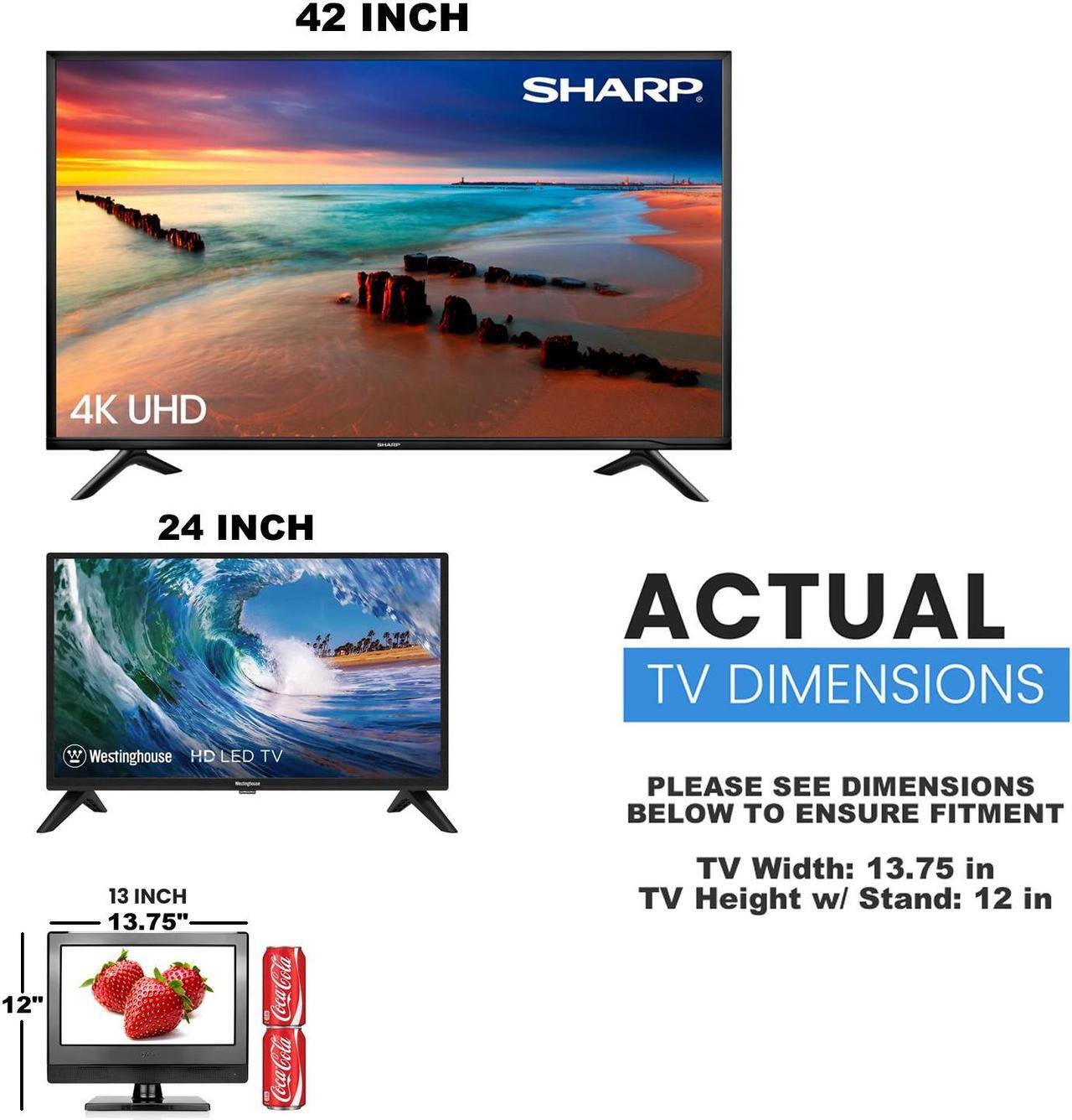 Alt view image 4 of 7 - eXuby Small Flat Screen TV - Perfect For Kitchen, 13.3 inch LED, Watch HDTV Anywhere for RV, Office & More Free HD Local Channels TV - Includes 35mi Range Flat Antenna