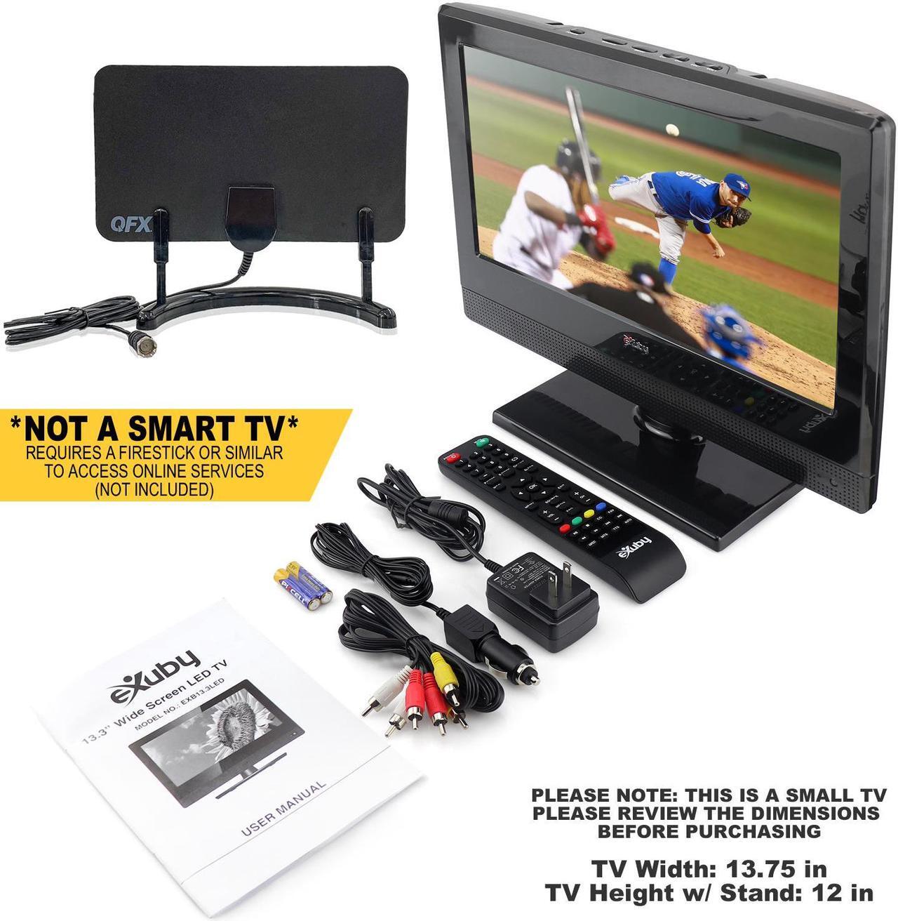 Alt view image 7 of 7 - eXuby Small Flat Screen TV - Perfect For Kitchen, 13.3 inch LED, Watch HDTV Anywhere for RV, Office & More Free HD Local Channels TV - Includes 35mi Range Flat Antenna