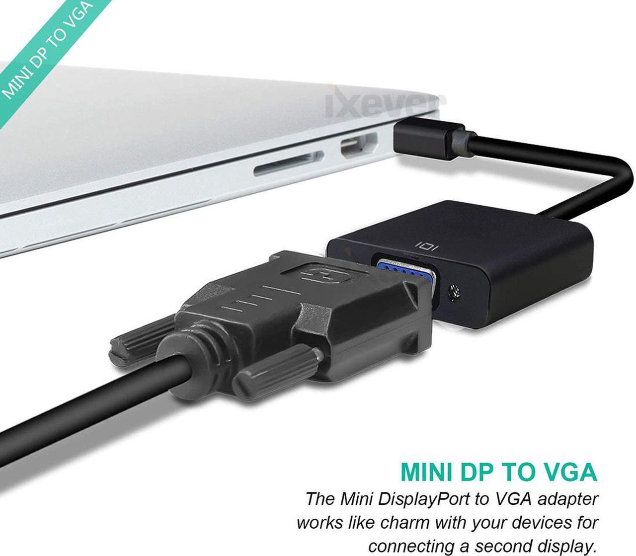 Alt view image 3 of 6 - Mini DP DisplayPort to VGA Adapter 1080p (2Pack), iXever MDP Mini DP to VGA Female Converter Adapter, Compatible with Windows 7/8 / 8.1/10 for Computer, Desktop, Laptop, PC, Monitor, Projector, HDTV
