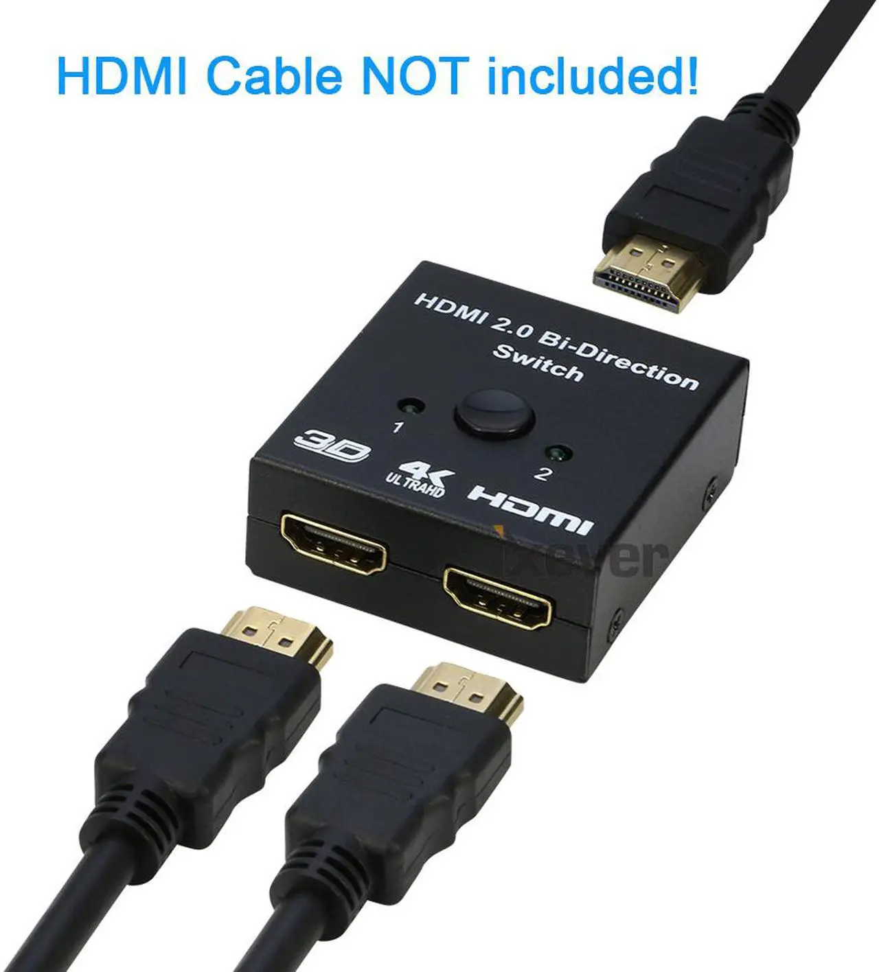 Alt view image 6 of 7 - HDMI Switch 4K HDMI Splitter, iXever Aluminum HDMI Switcher 2 Input 1 Output Bi-Directional, HDMI Switch Splitter 2 x 1/1 x 2, No External Power Required, Support 4K 3D HD 1080P for Xbox PS4 Roku HDTV