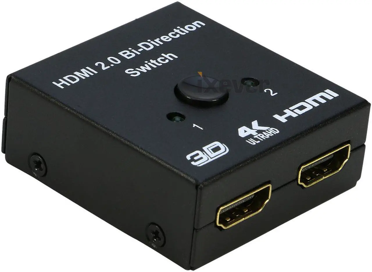 Alt view image 7 of 7 - HDMI Switch 4K HDMI Splitter, iXever Aluminum HDMI Switcher 2 Input 1 Output Bi-Directional, HDMI Switch Splitter 2 x 1/1 x 2, No External Power Required, Support 4K 3D HD 1080P for Xbox PS4 Roku HDTV