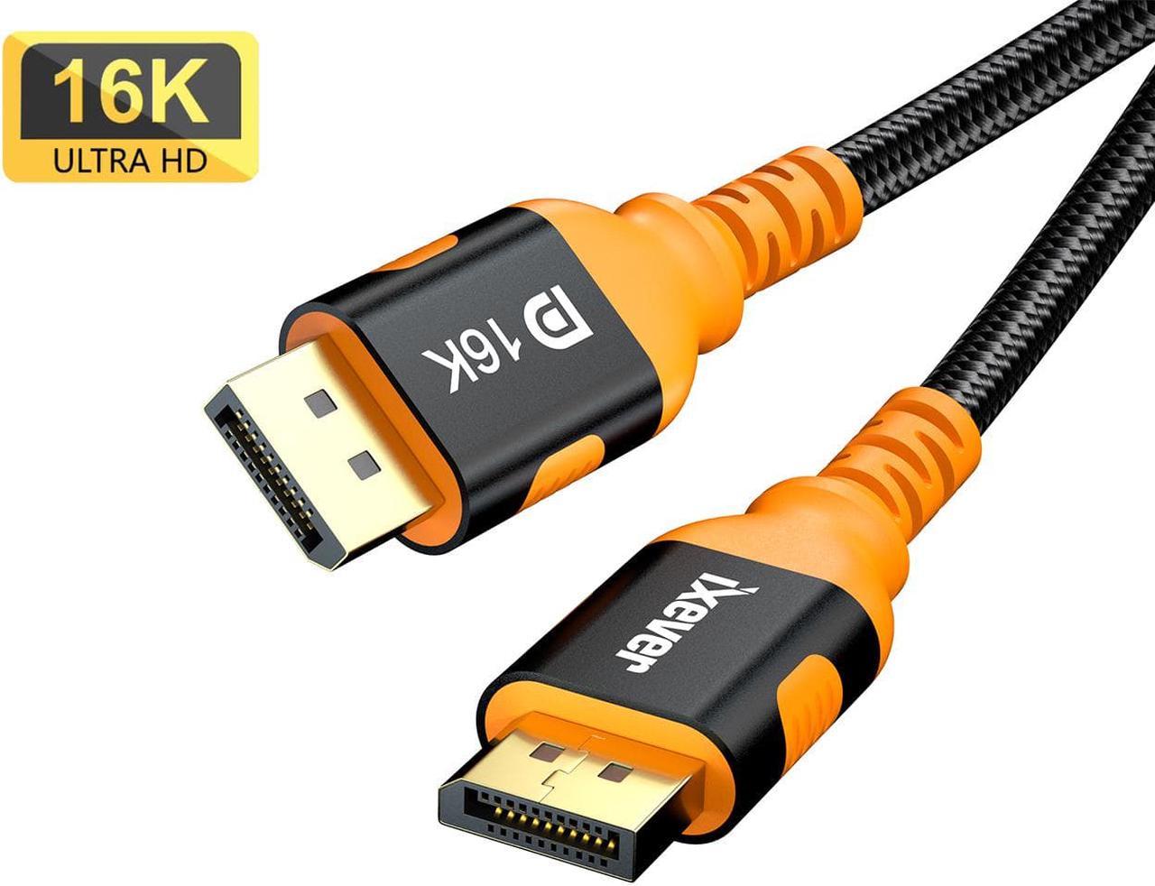 16K DP to DP DisplayPort 2.0 Cable 10ft, iXever DP 2.0 Cable Cord Support 80Gbps, 16K@60Hz, 8K@120Hz with DSC, 8K@60Hz, 4K@240Hz 165Hz 144Hz 120Hz, Dynamic HDR ARC for Gaming Monitor, TV, Laptop