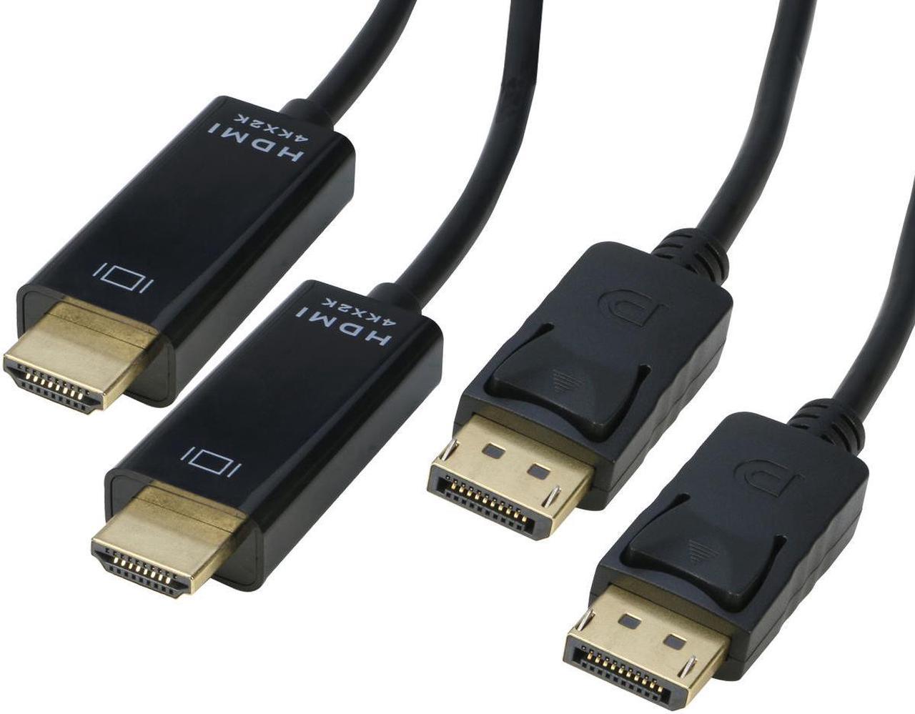 4K DisplayPort to HDMI Cable Adapter 6ft, iXever DP (Source) to HDMI (Display) 1.4 Cable (2Pack), 4K@30Hz, 2K@60Hz, 1080P Full HD, for Dell, NVIDIA, AMD, Lenovo, Monitor, Projector, Uni-Directional