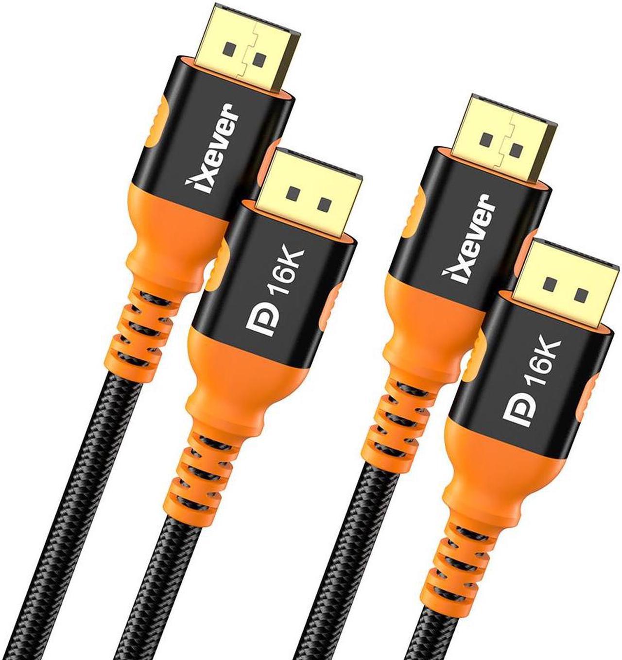 2-Pack 16K Displayport Cable 2.1 6.6FT, iXever DP 2.1 Cable [16K@60Hz, 8K@120Hz, 4K@240Hz] 80Gbps HDR, HDCP DSC 1.2a, for FreeSync G-Sync Gaming Monitor 4090 7900xtx/PC/TV/Monitor