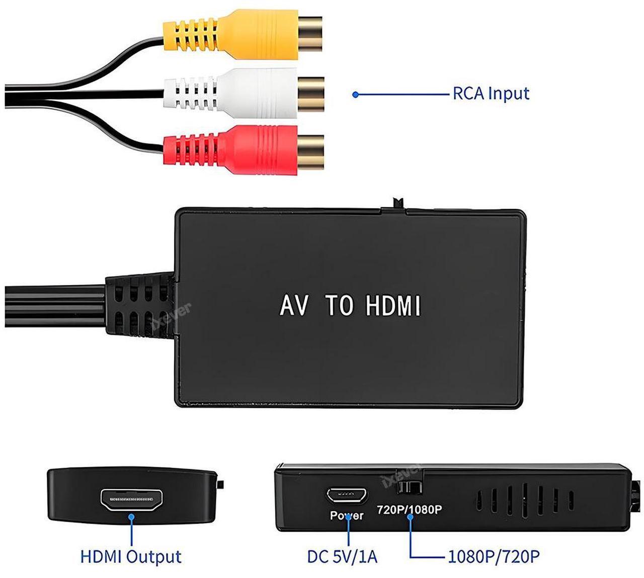 Alt view image 6 of 7 - RCA to HDMI Adapter, AV to HDMI Converter, Composite to HDMI, Support 1080P PAL/NTSC Compatible with PS one, PS2, PS3, STB, Xbox, VHS, VCR, Blue-Ray DVD Players