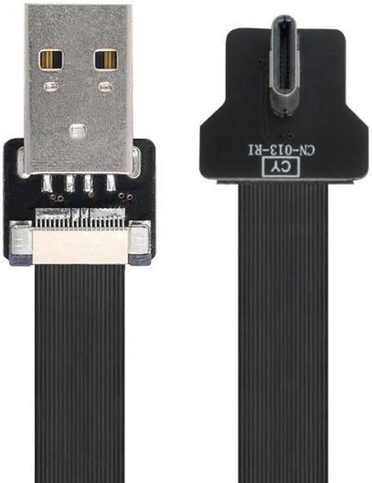 Chenyang CY Right Angled USB 2.0 Type-A Male to USB-C Type-C Male Data Flat Slim FPC Cable for FPV and Disk and Phone