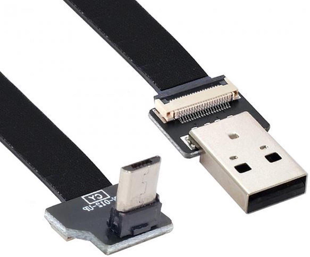 Chenyang CY Up Angled USB 2.0 Type-A Male to Micro USB 5Pin Male Data Flat Slim FPC Cable for FPV and Disk and Phone