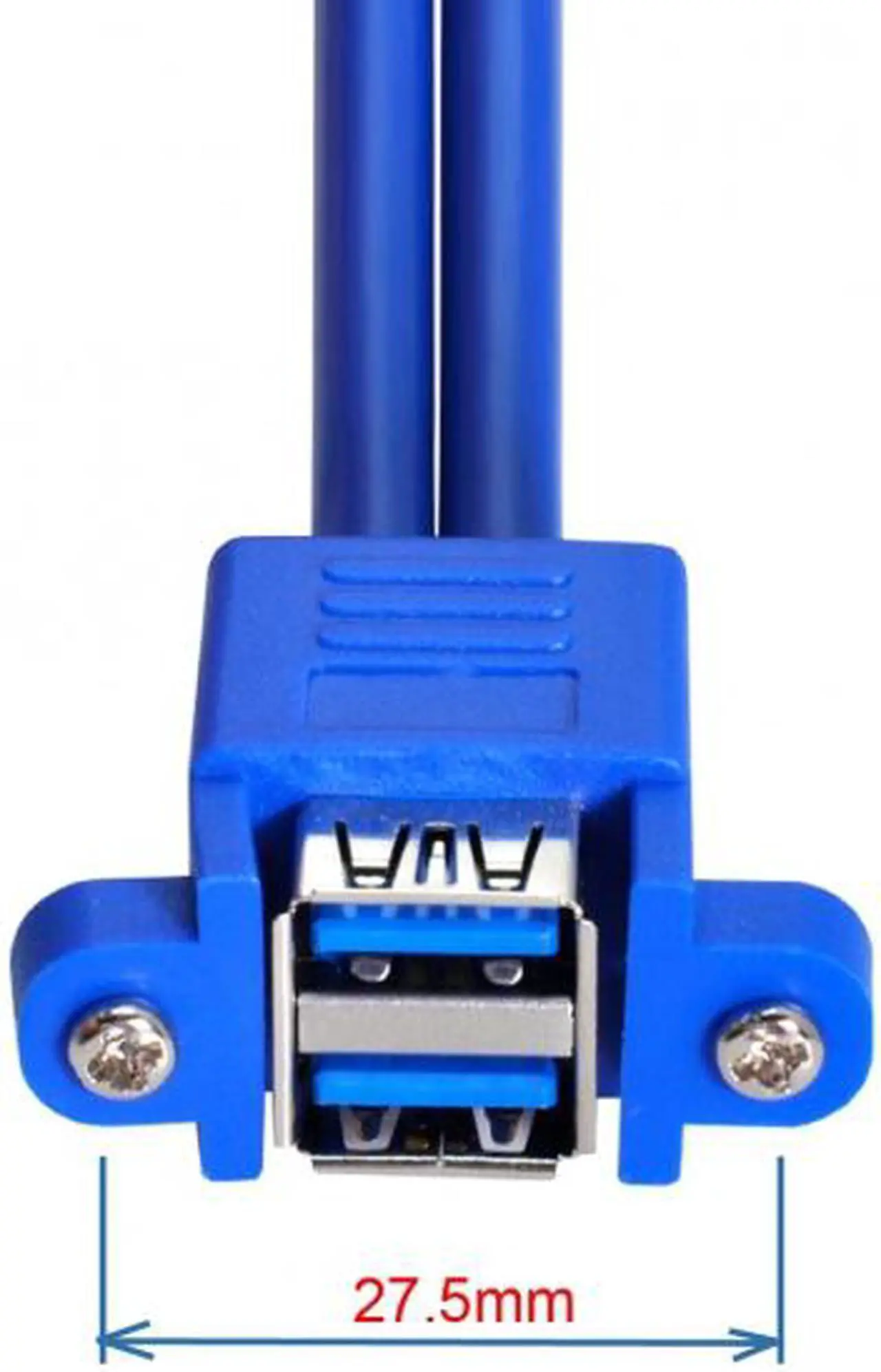 Alt view image 4 of 7 - Cablecc Combo Dual USB 3.0 Male to Stackable Female Extension Cable 50cm with Screw Panel Mount Holes