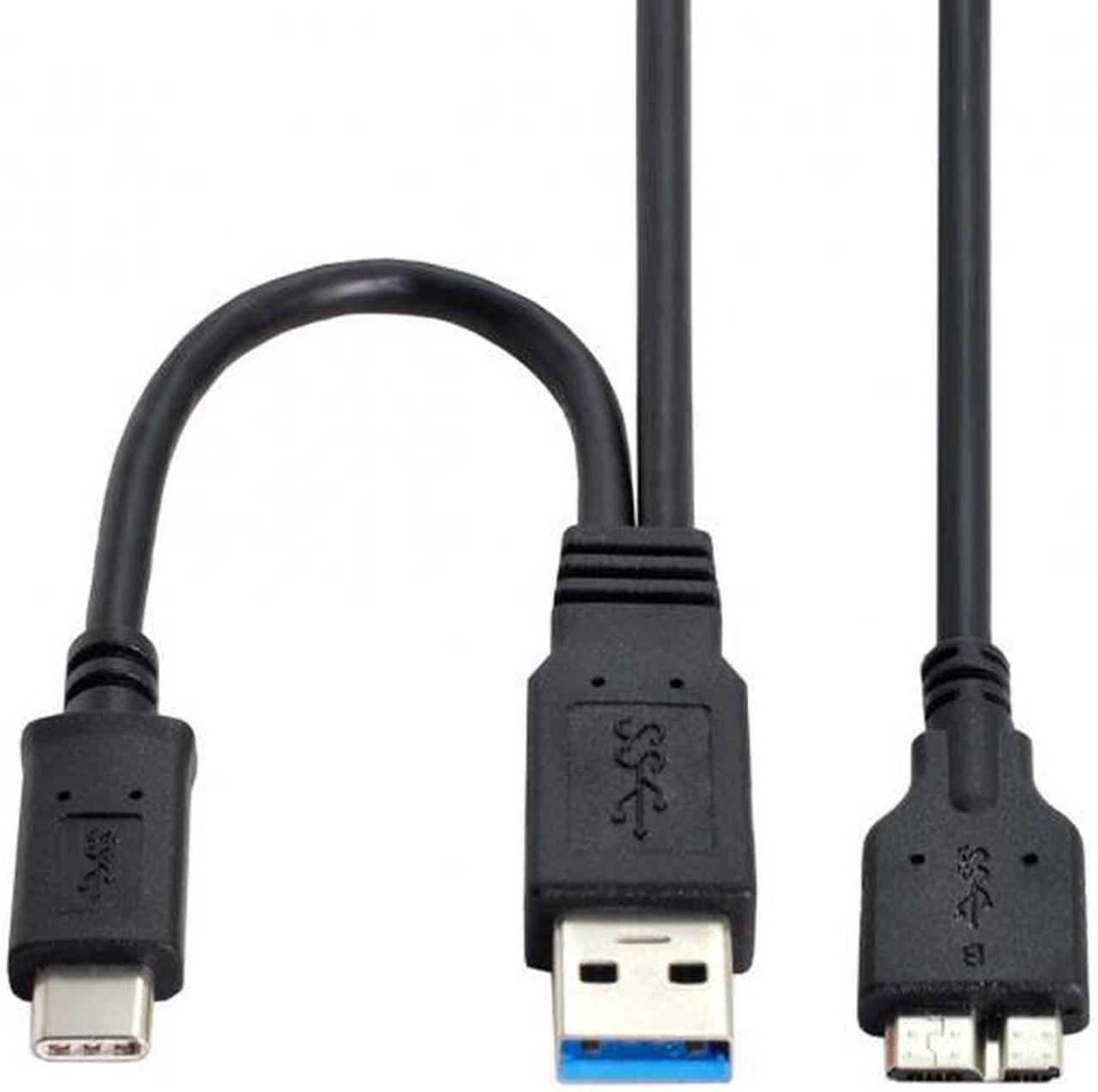 Chenyang Combo USB-C USB 3.1 Type-C & USB3.0 Type-A Host to Micro USB 3.0 Target Data Cable for Disk