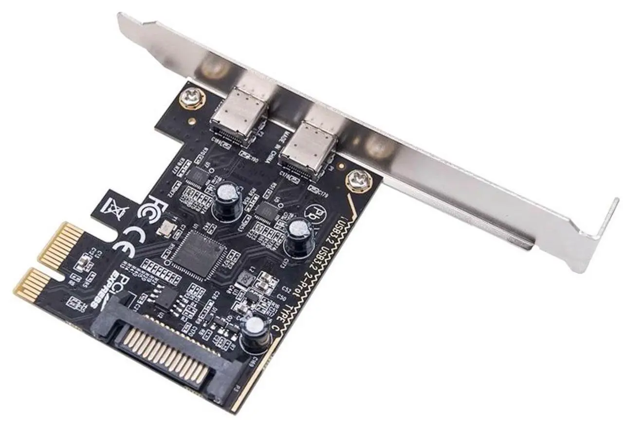 Main image of Cablecc USB3.1 Gen1 5Gbps Dual Type-C USB-C Female to PCI-E Express 1x Card Adapter ASM1042 with Low Profile Bracket