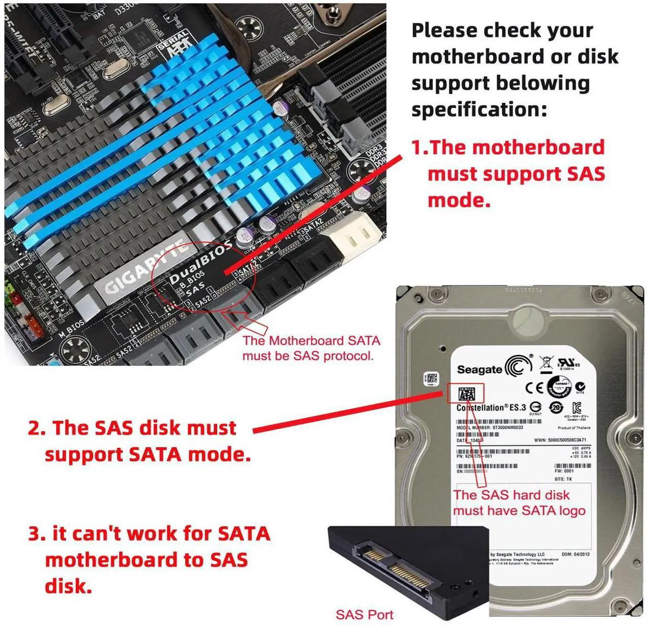 Alt view image 3 of 7 - Cablecc  SFF-8482 SAS 22 Pin to 7 Pin + 15 Pin SATA Hard Disk Drive Raid Adapter with 15 Pin Power Port