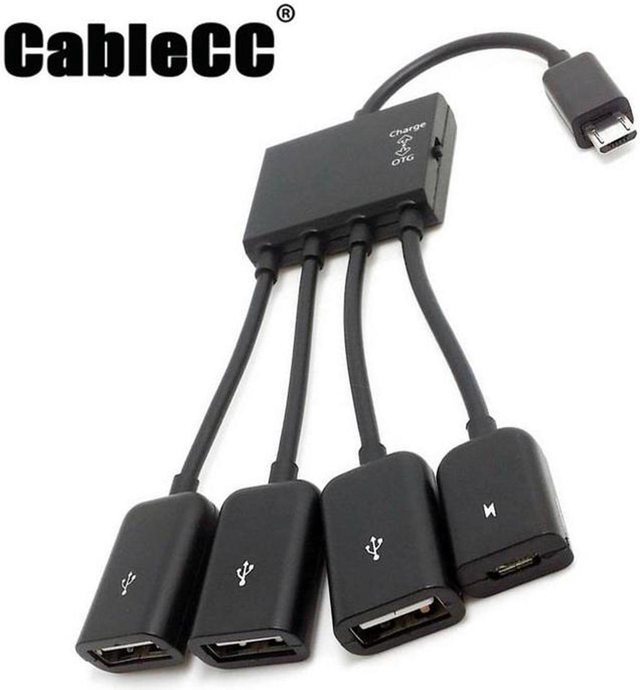 Main image of Cablecc  Micro USB Host OTG 3 Port Hub Adapter Cable with Power for Galaxy S5 i9600 Note3 N9000 Cell Phone & Tablet