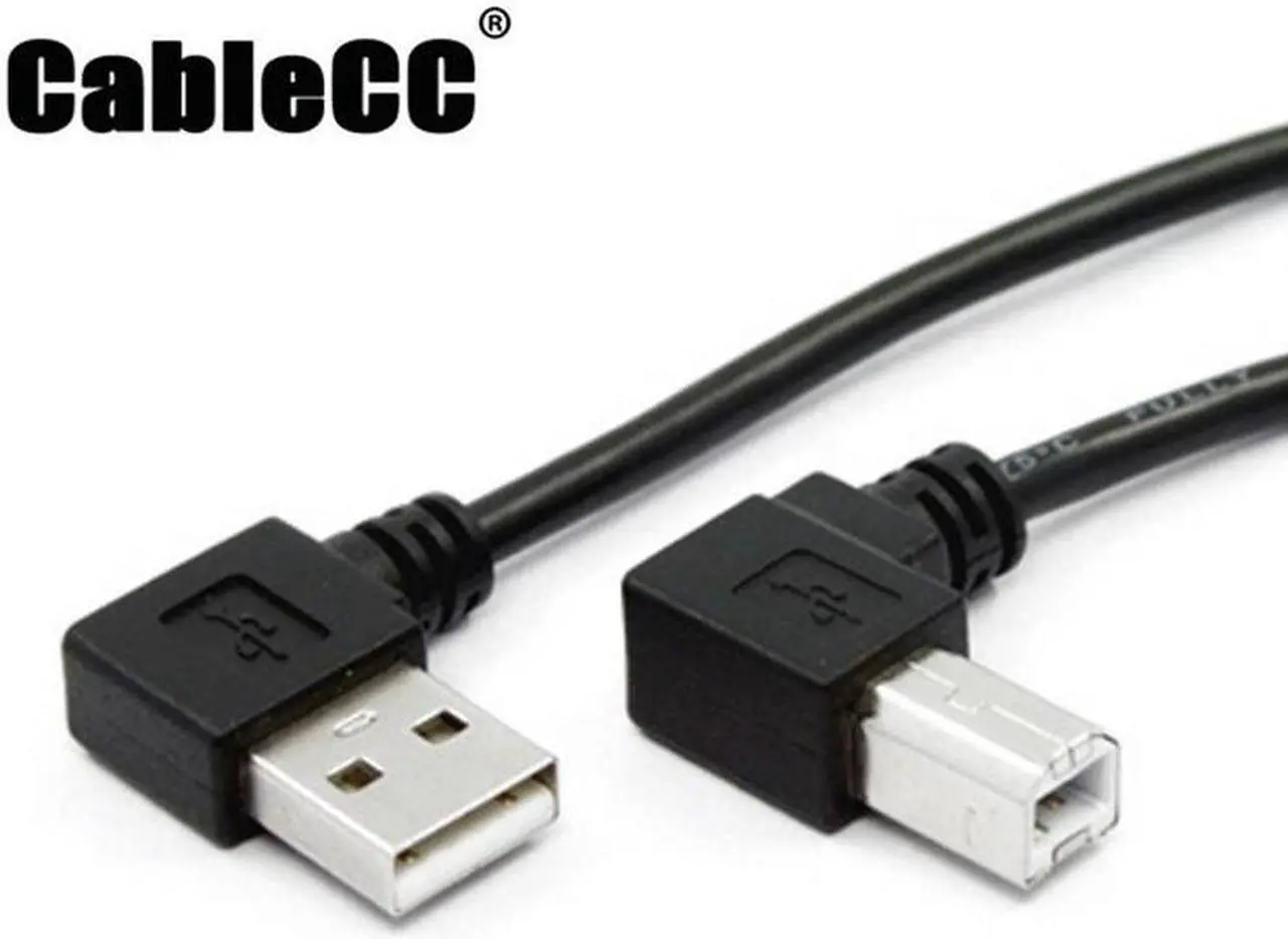 Main image of Cablecc Left Angled USB 2.0 A Male to B Male angled 90 degree Printer cable 50cm