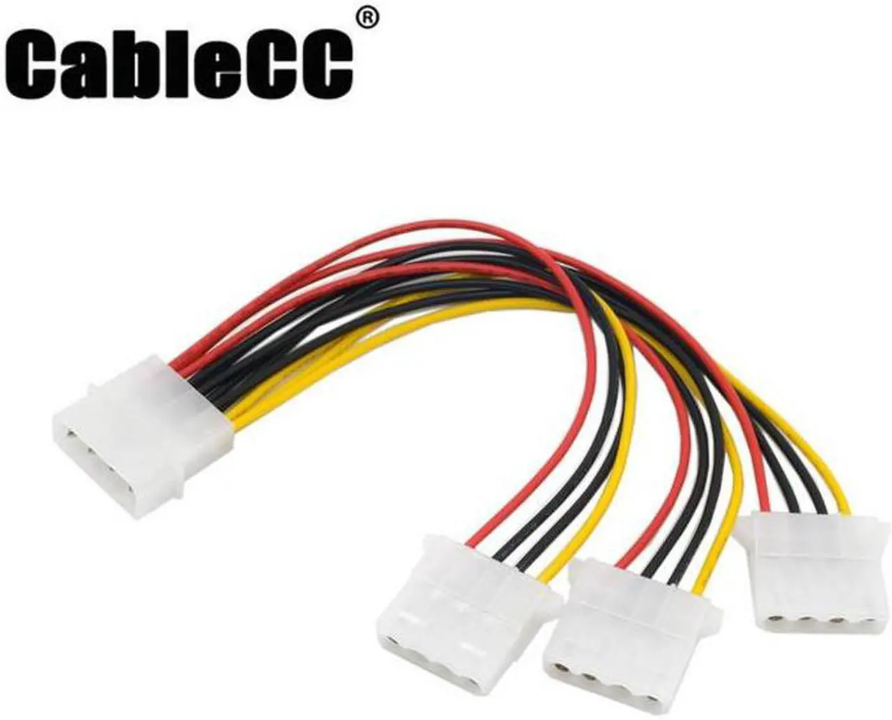 Main image of Cablecc  IDE 4 Pin Male to 3 IDE Female Y Type Splitter Power supply Extension Cable 10cm for Hard Disk