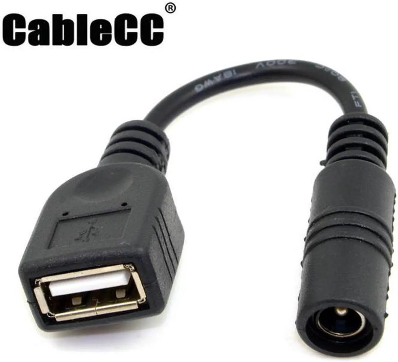 Main image of Cablecc  5V USB Female to DC Power Jack 5.5 2.1mm Charge Adpter Cable for Cell Phone & Tablet