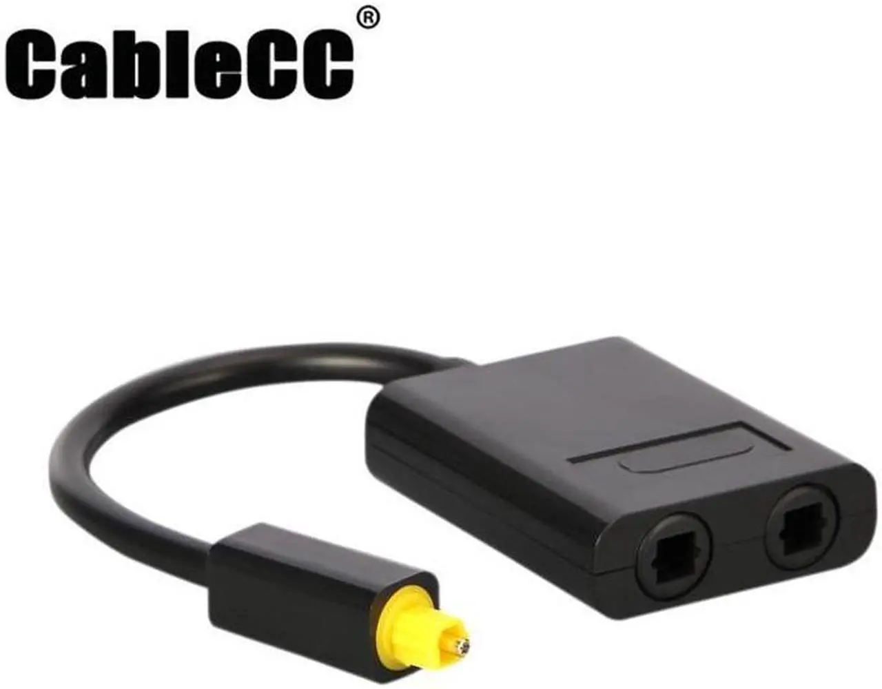 Main image of Cablecc Dual Port Toslink Digital Optical Audio Splitter Adapter  Fiber Optic Audio Cable 1 In 2 Out Black