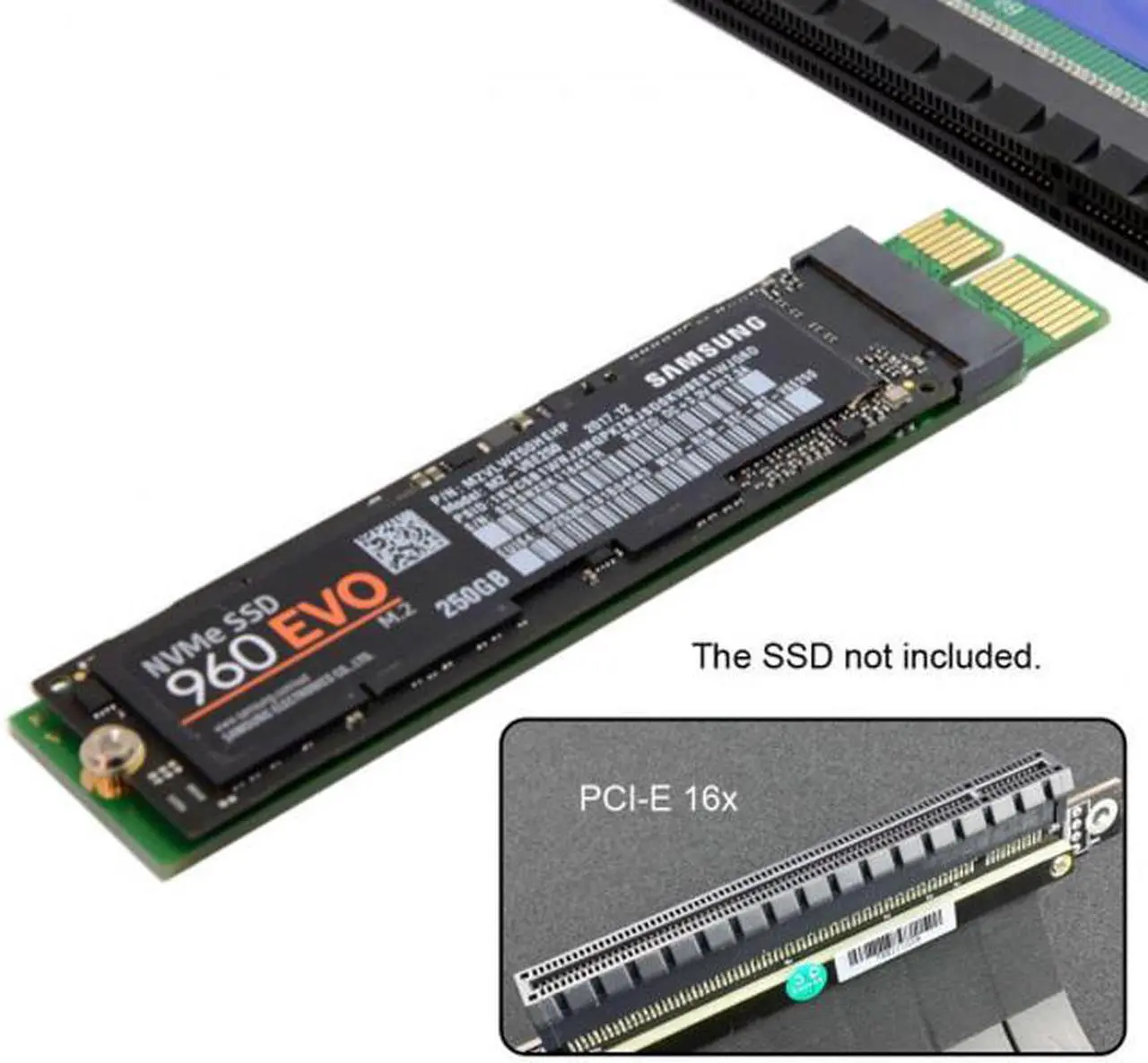Alt view image 6 of 7 - Cablecc NGFF M-key NVME AHCI SSD to PCI-E 3.0 1x x1 Vertical Adapter for XP941 SM951 PM951 960 EVO SSD