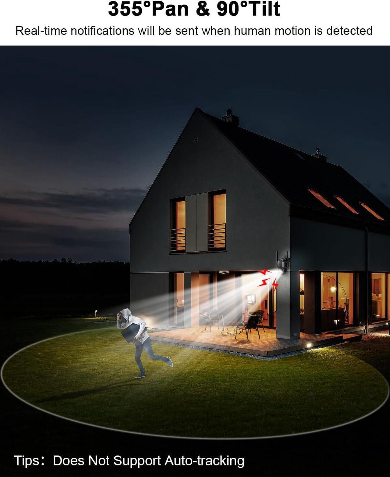 Alt view image 4 of 5 - ANRAN 3/4G LTE Cellular Security Camera Wireless Outdoor (SIM&SD Card Included), Solar Camera Security,2K Night Vision, PIR Human Detection, 2 Way Talk, G01-B