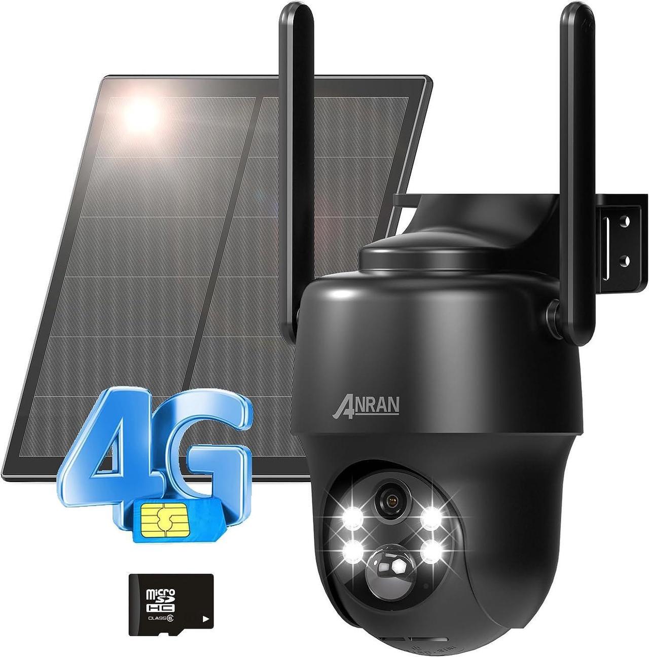 Main image of ANRAN 3/4G LTE Cellular Security Camera Wireless Outdoor (SIM&SD Card Included), Solar Camera Security,2K Night Vision, PIR Human Detection, 2 Way Talk, G01-B