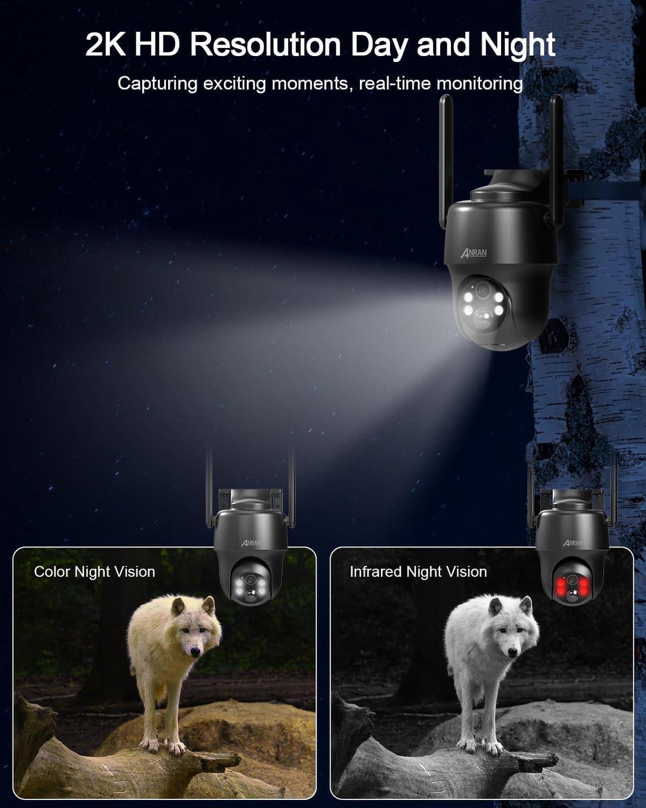 Alt view image 5 of 5 - ANRAN 3/4G LTE Cellular Security Camera Wireless Outdoor (SIM&SD Card Included), Solar Camera Security,2K Night Vision, PIR Human Detection, 2 Way Talk, G01-B