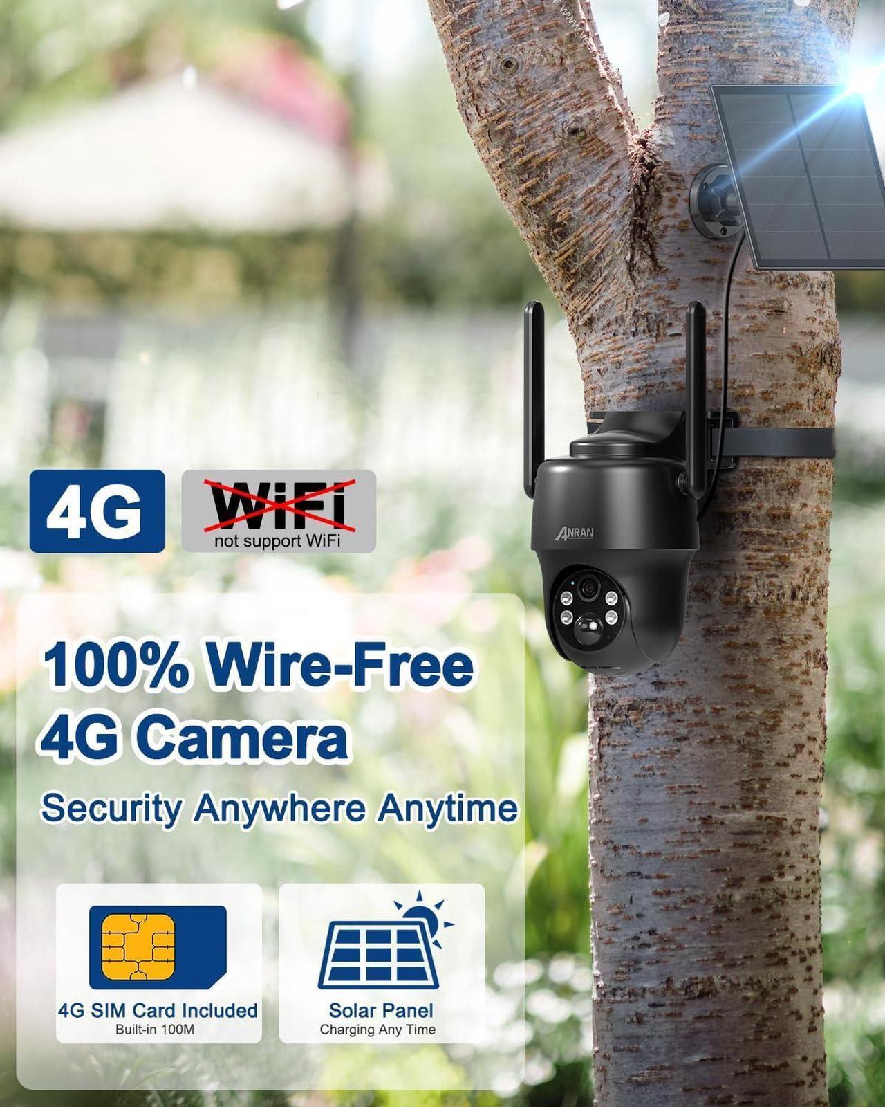 Alt view image 2 of 5 - ANRAN 3/4G LTE Cellular Security Camera Wireless Outdoor (SIM&SD Card Included), Solar Camera Security,2K Night Vision, PIR Human Detection, 2 Way Talk, G01-B